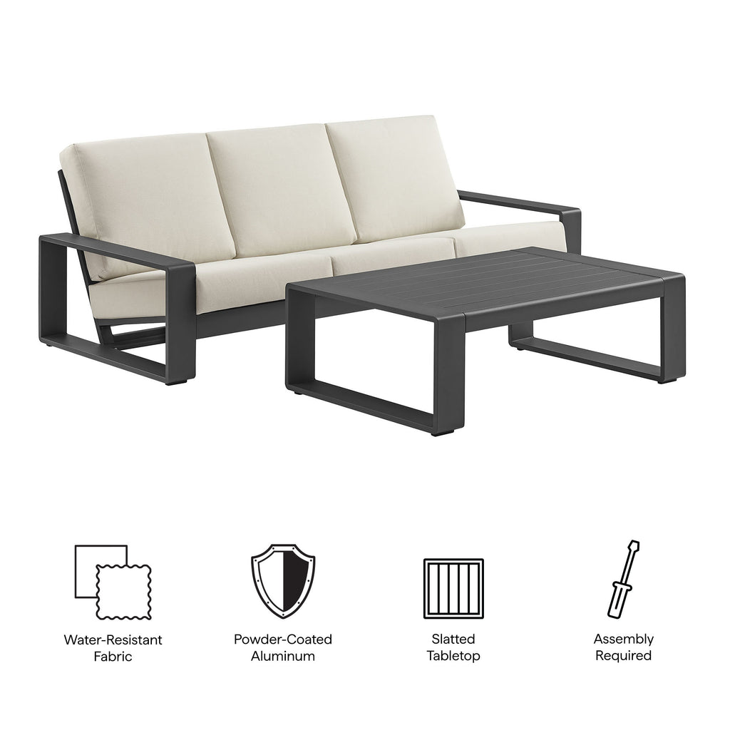 Lirienne 2-Piece Outdoor Patio Aluminum Furniture Set - Cream Gray