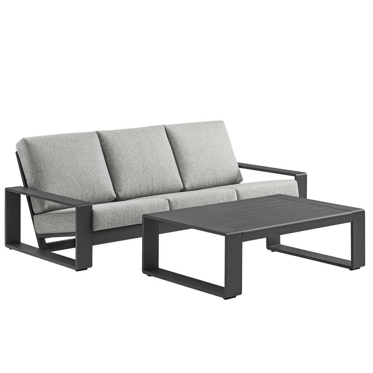 Lirienne 2-Piece Outdoor Patio Aluminum Furniture Set - Light Gray