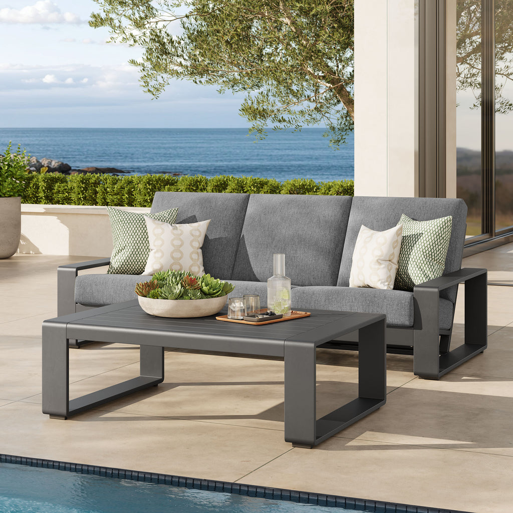 Lirienne 2-Piece Outdoor Patio Aluminum Furniture Set - Light Gray