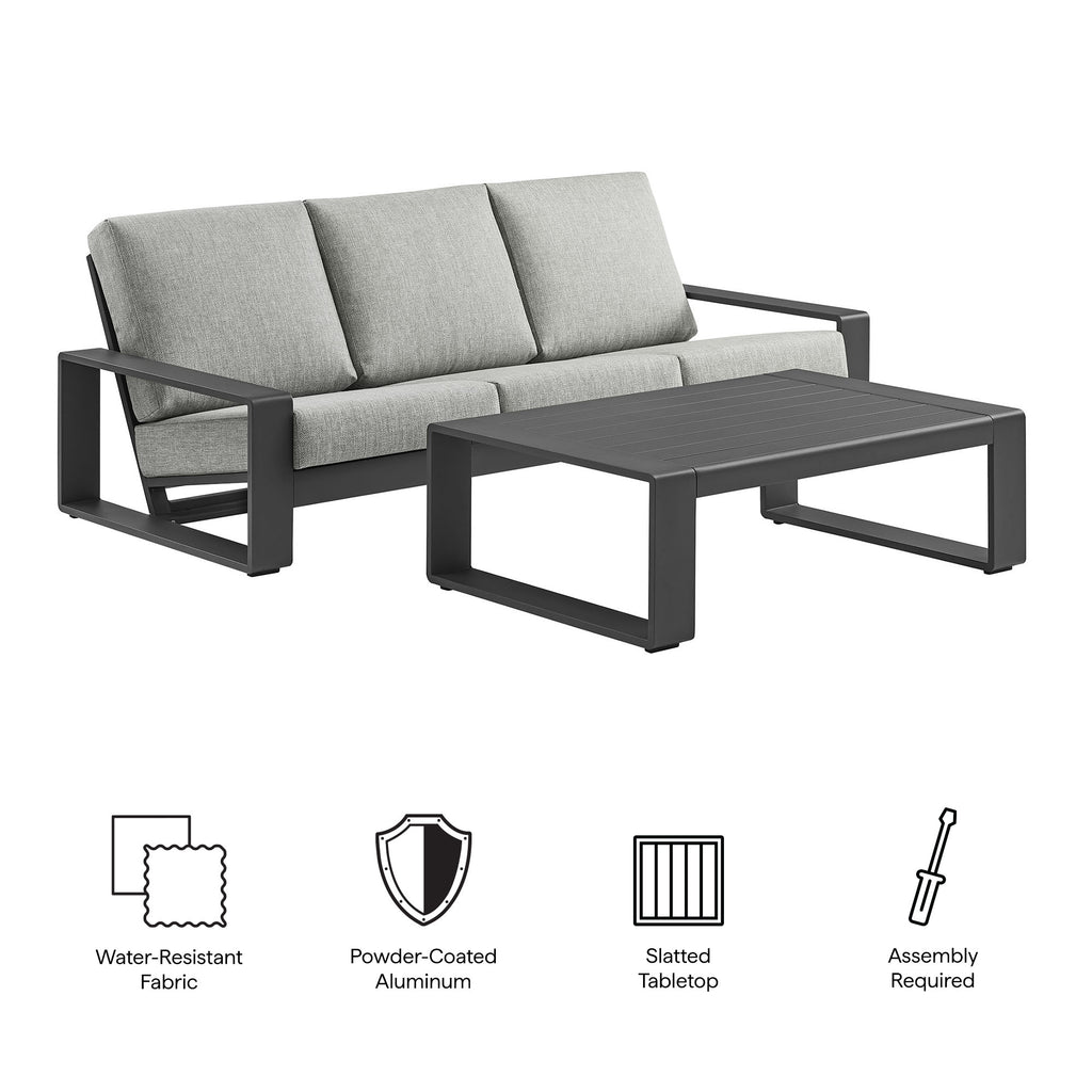 Lirienne 2-Piece Outdoor Patio Aluminum Furniture Set - Light Gray