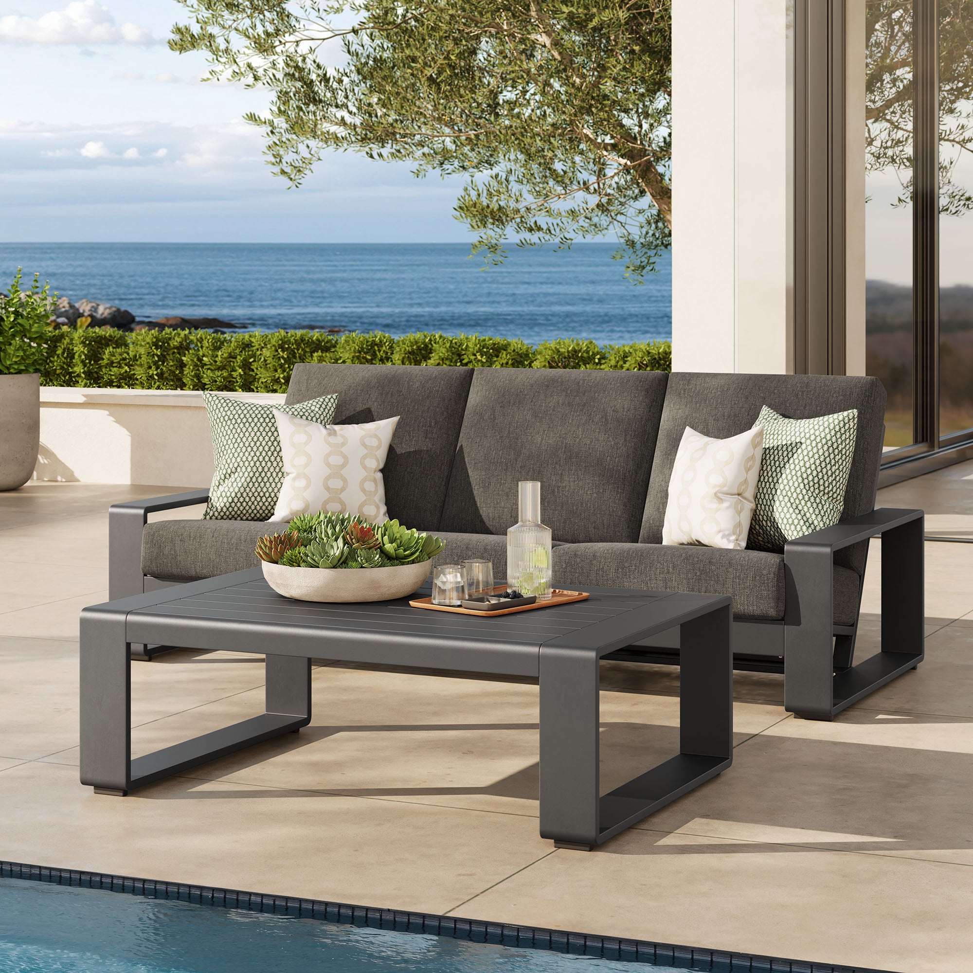 Lirienne 2-Piece Outdoor Patio Aluminum Furniture Set - Smoke