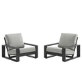 Lirienne Outdoor Patio Aluminum Faux Wood Armchairs Set of 2 - Light Gray