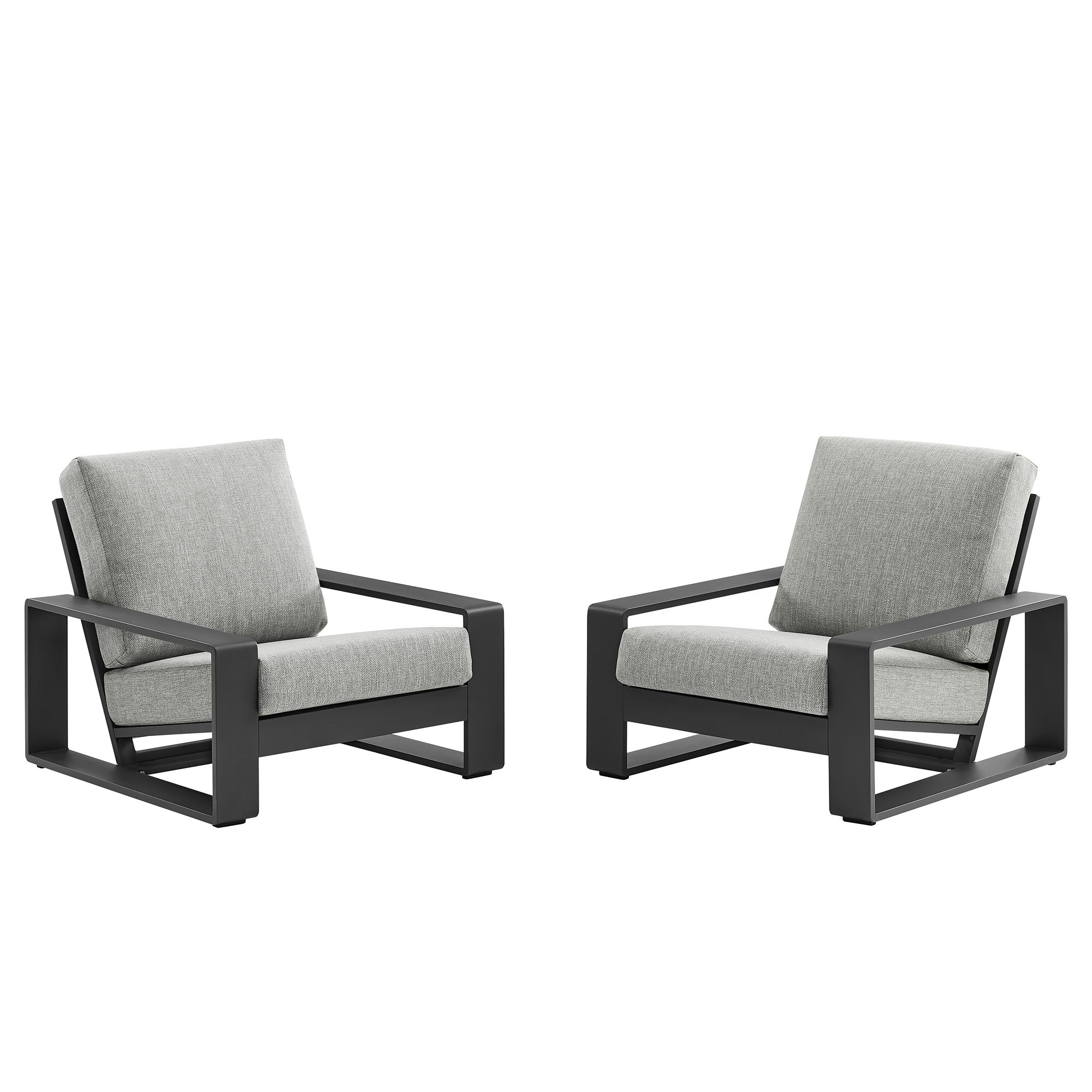 Lirienne Outdoor Patio Aluminum Faux Wood Armchairs Set of 2 - Light Gray
