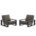 Lirienne Outdoor Patio Aluminum Faux Wood Armchairs Set of 2 - Smoke