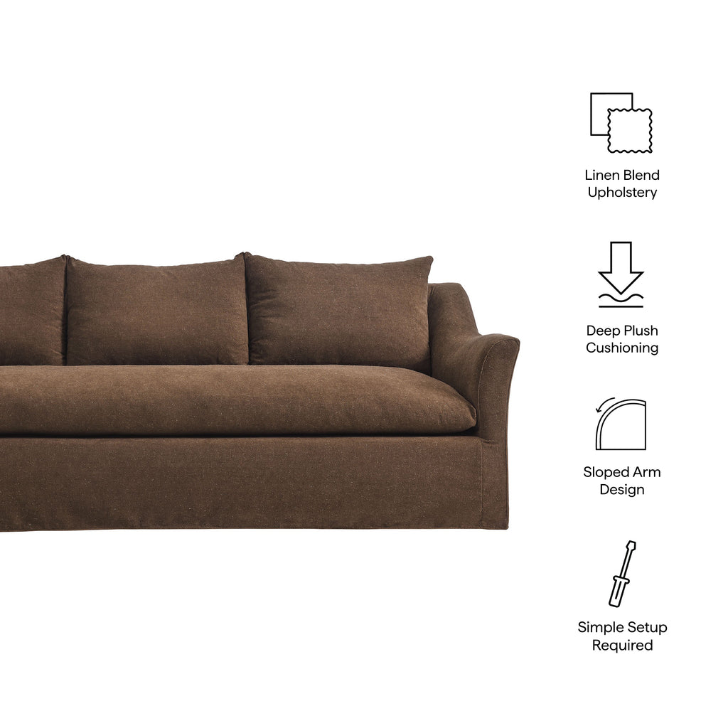 Somerset 92" Linen Blend Slipcovered Sofa - Cocoa