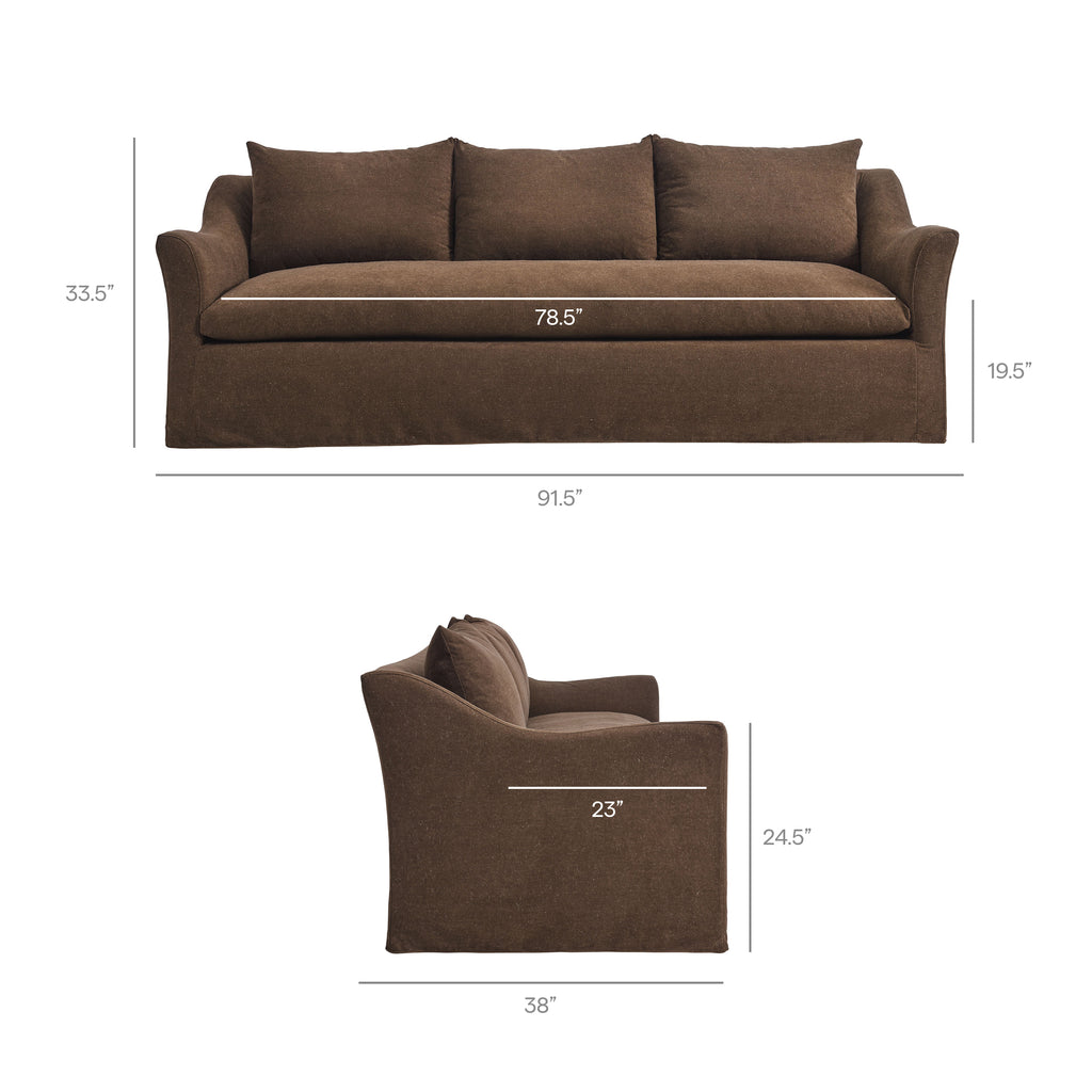 Somerset 92" Linen Blend Slipcovered Sofa - Cocoa