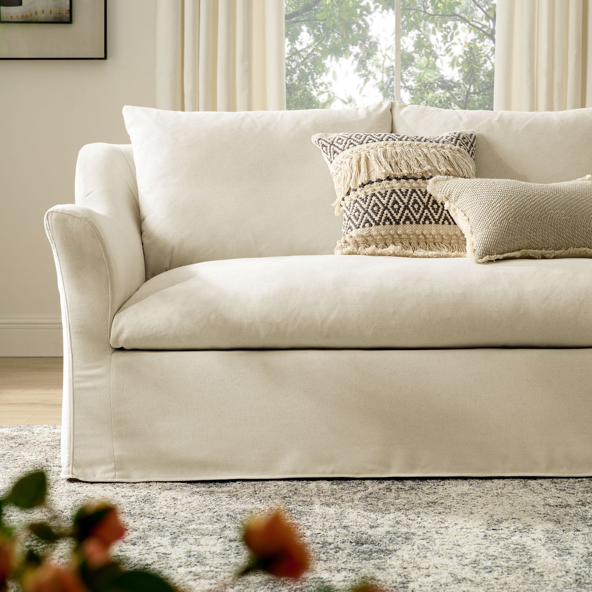 Somerset 92" Linen Blend Slipcovered Sofa