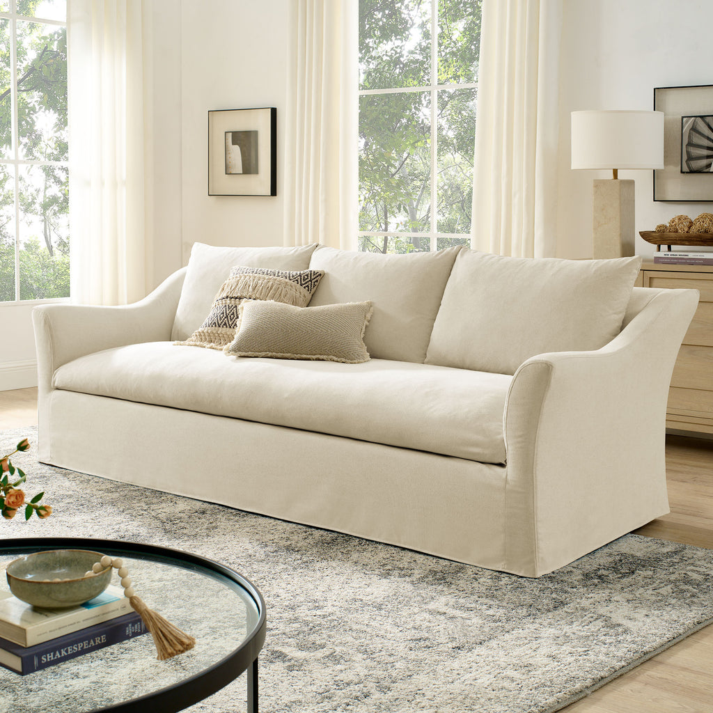 Somerset 92" Linen Blend Slipcovered Sofa
