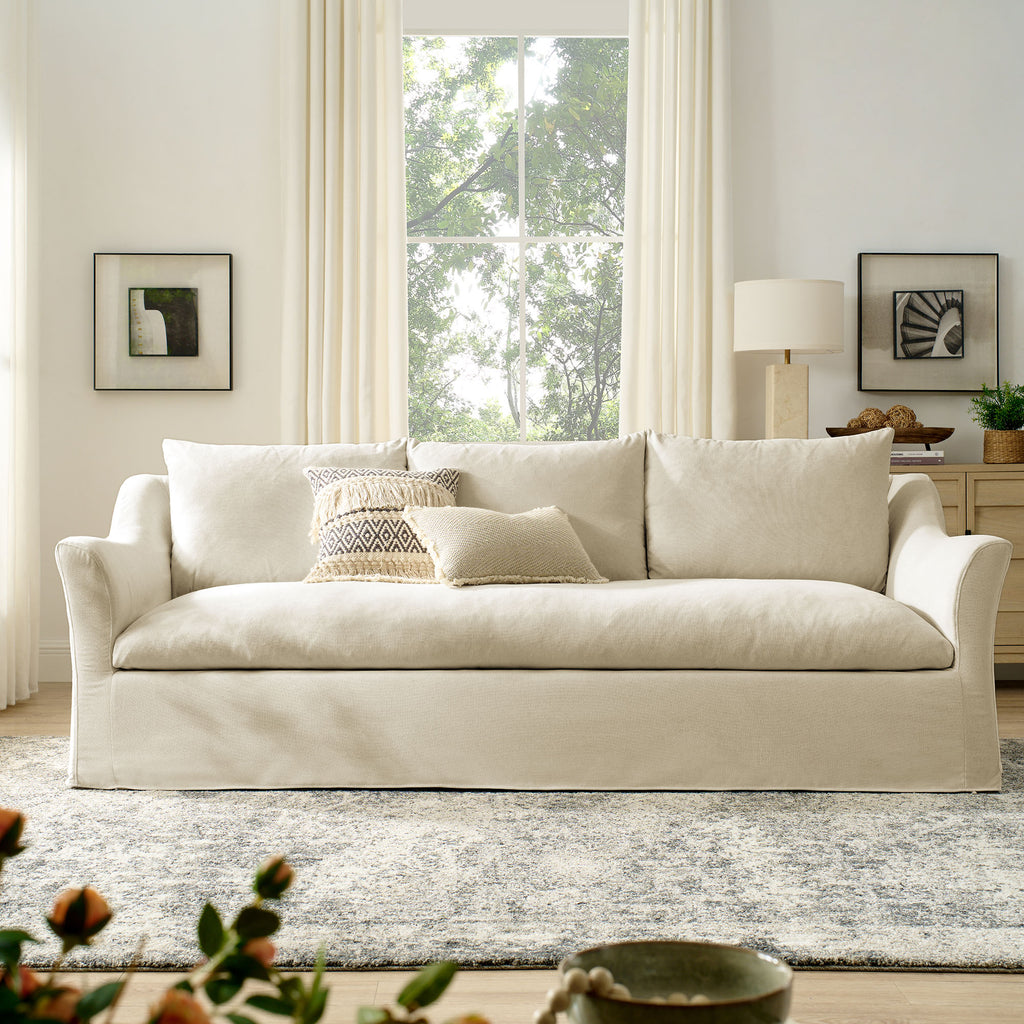 Somerset 92" Linen Blend Slipcovered Sofa