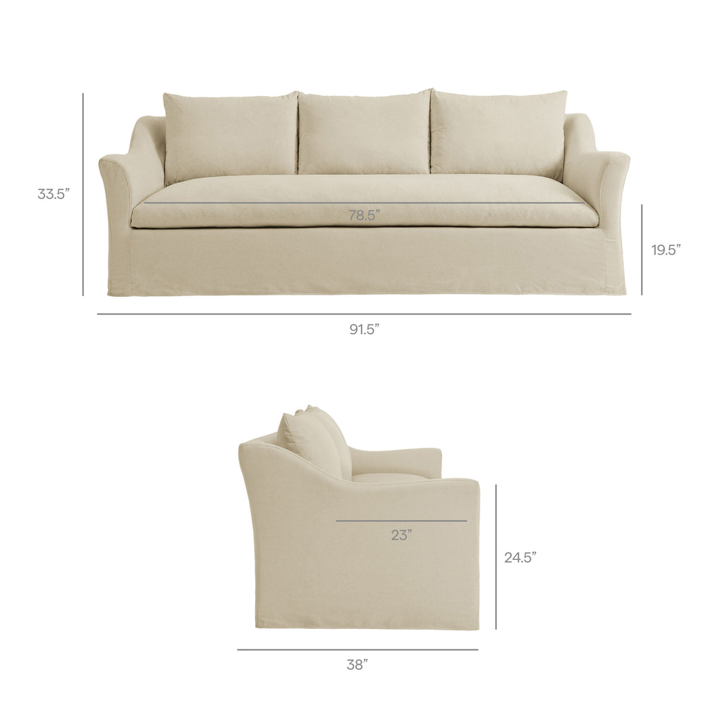 Somerset 92" Linen Blend Slipcovered Sofa