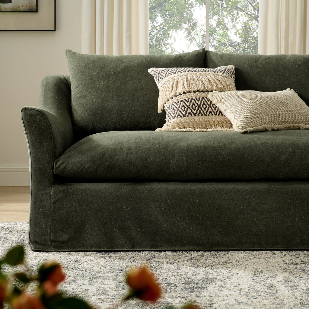 Somerset 92" Linen Blend Slipcovered Sofa - Sage