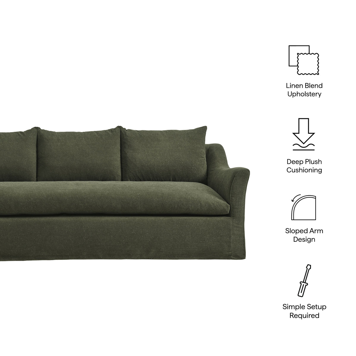 Somerset 92" Linen Blend Slipcovered Sofa - Sage