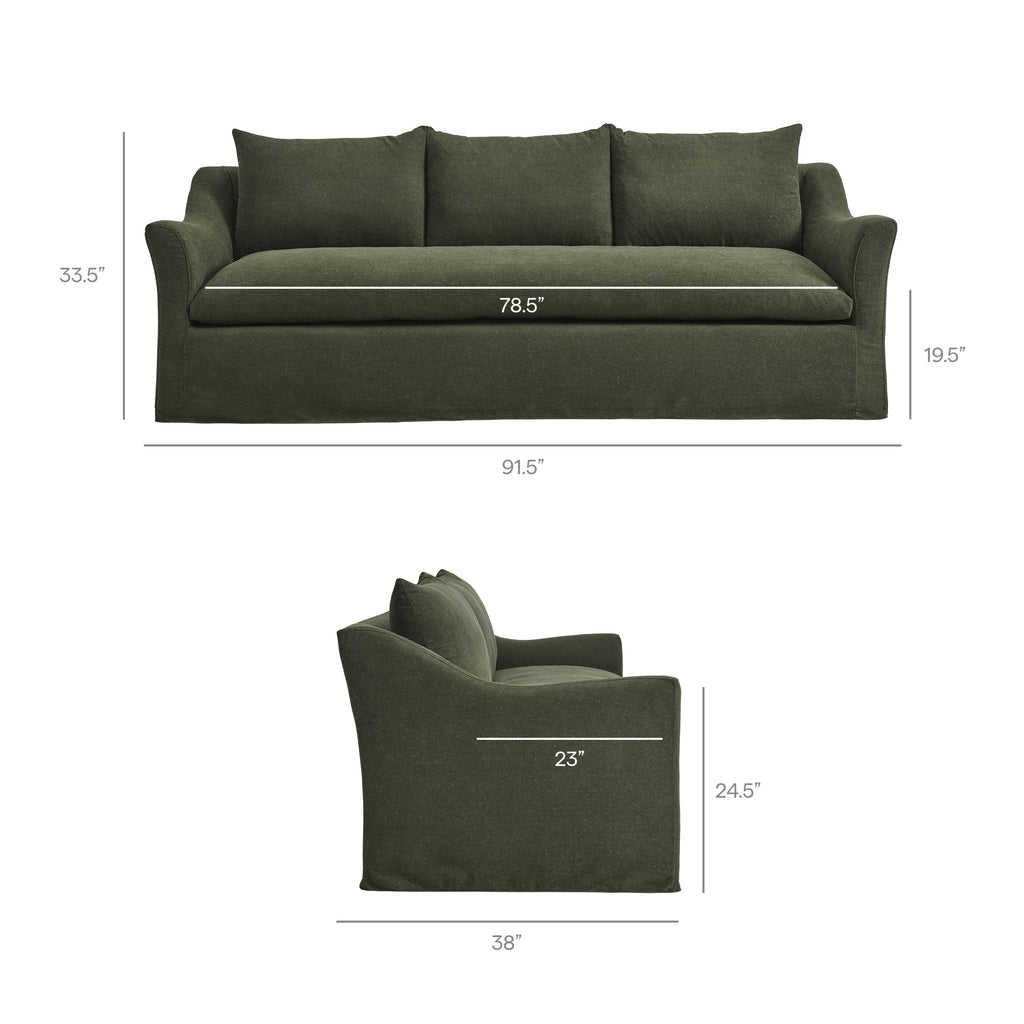 Somerset 92" Linen Blend Slipcovered Sofa - Sage