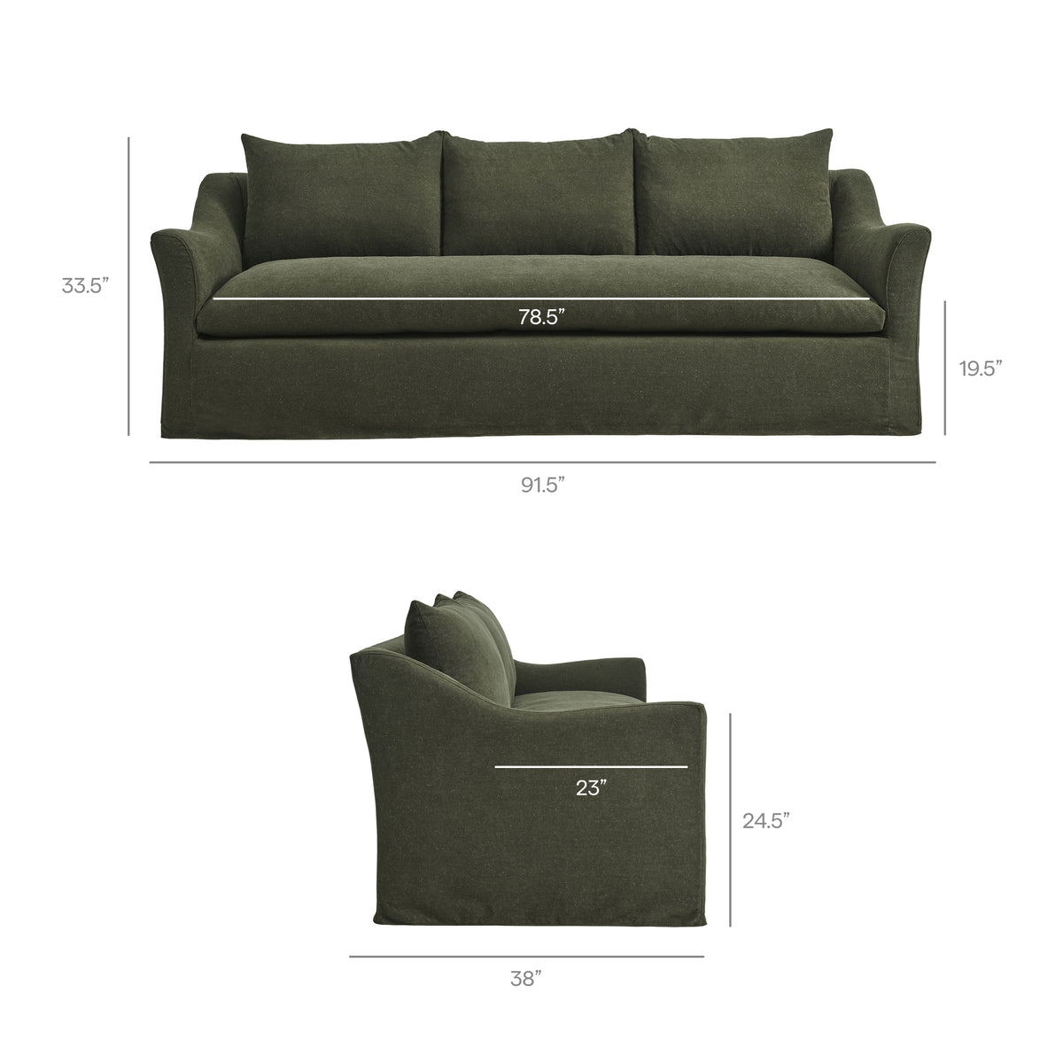 Somerset 92" Linen Blend Slipcovered Sofa - Sage