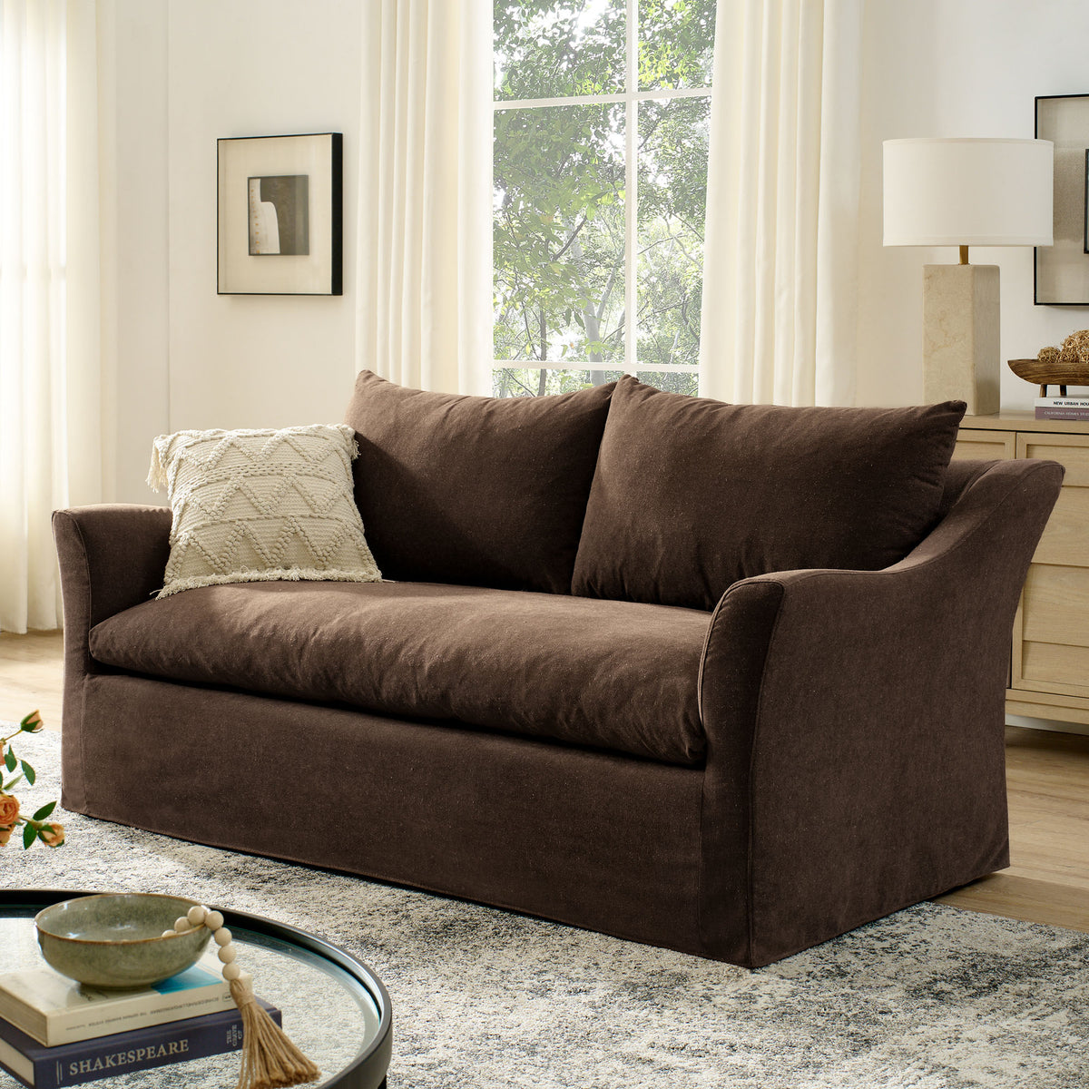 Somerset 70" Linen Blend Slipcovered Loveseat - Cocoa