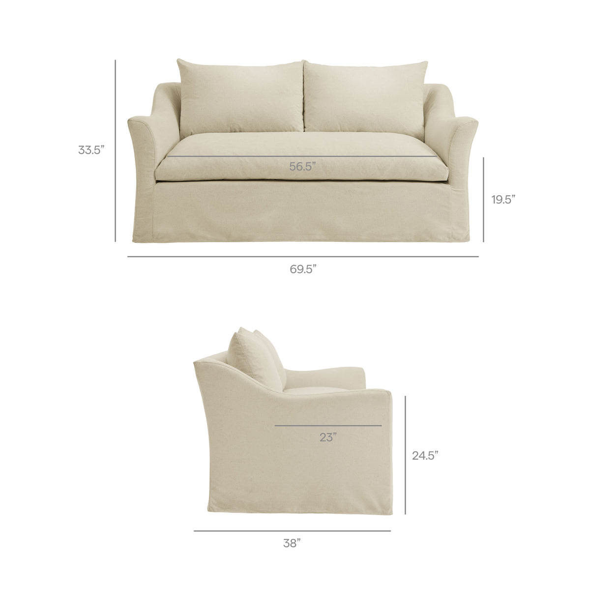 Somerset 70" Linen Blend Slipcovered Loveseat