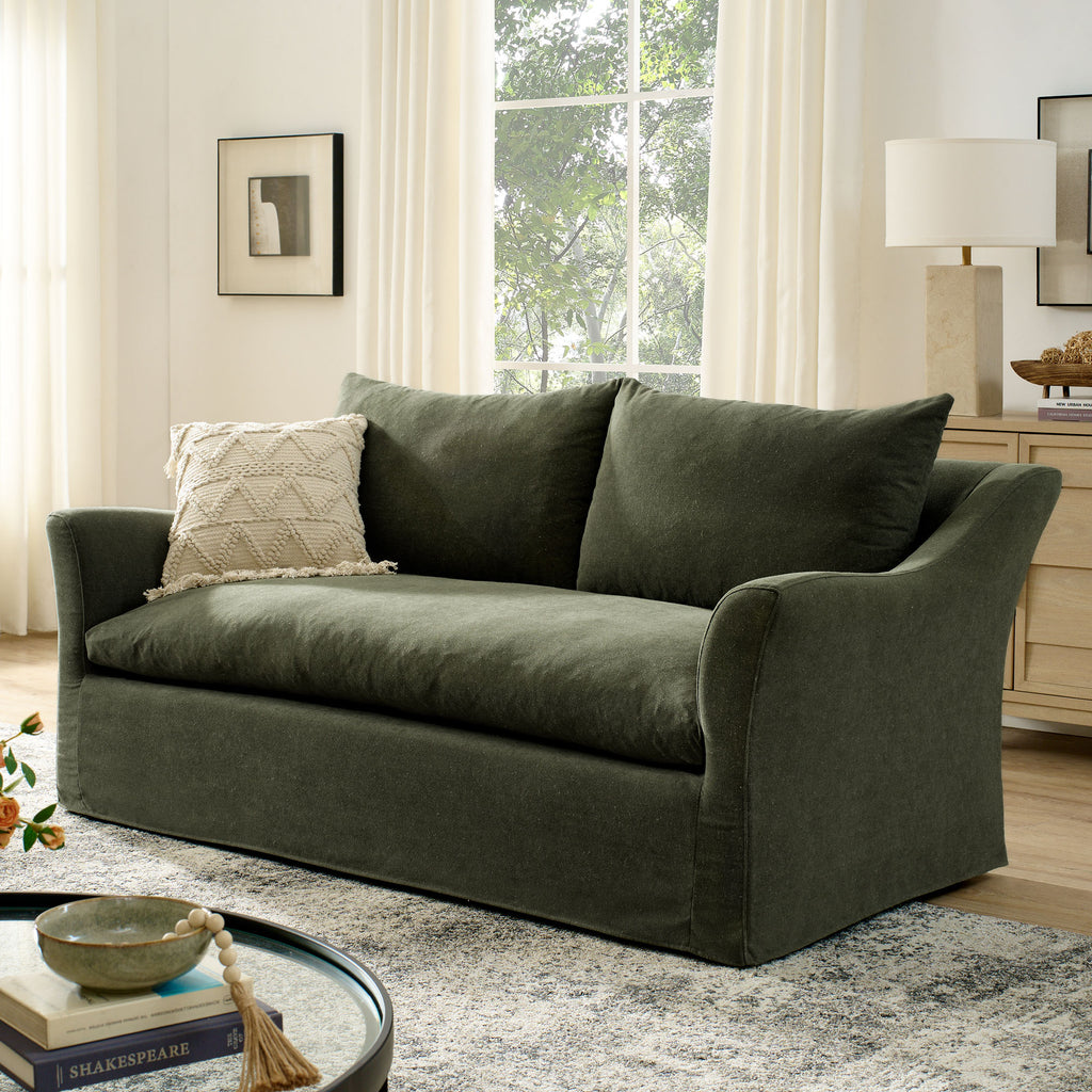 Somerset 70" Linen Blend Slipcovered Loveseat - Sage
