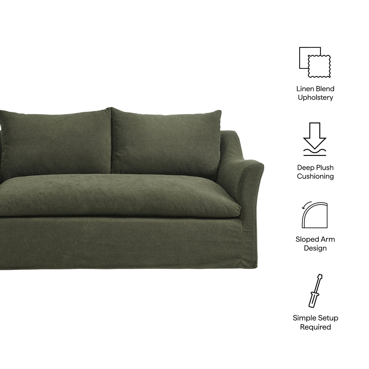 Somerset 70" Linen Blend Slipcovered Loveseat - Sage