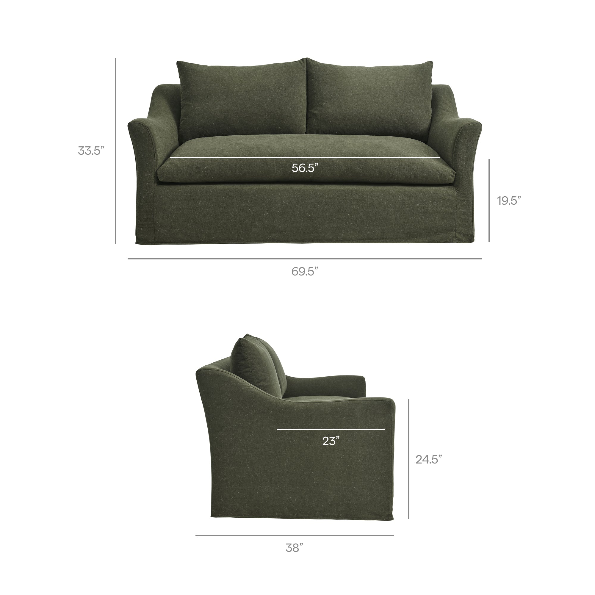 Somerset 70" Linen Blend Slipcovered Loveseat - Sage