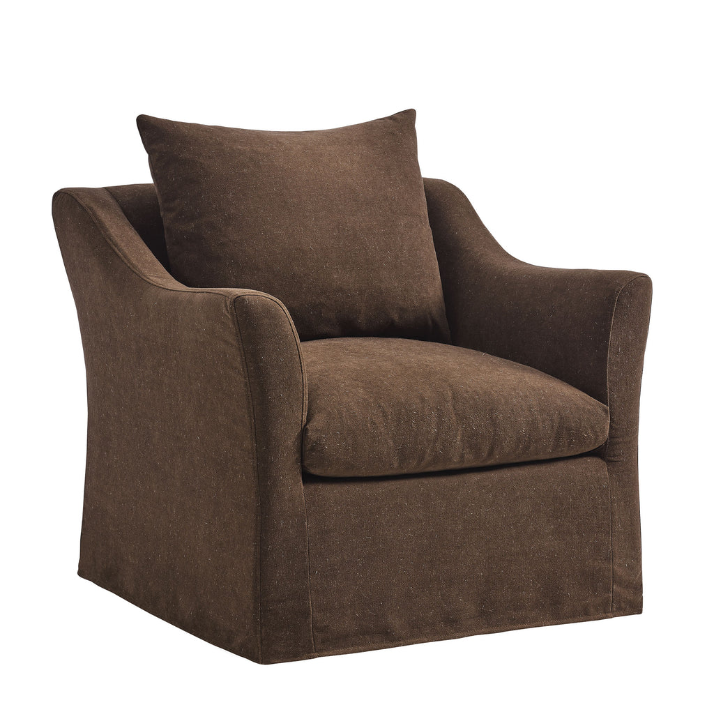 Somerset Linen Blend Slipcovered Armchair - Cocoa