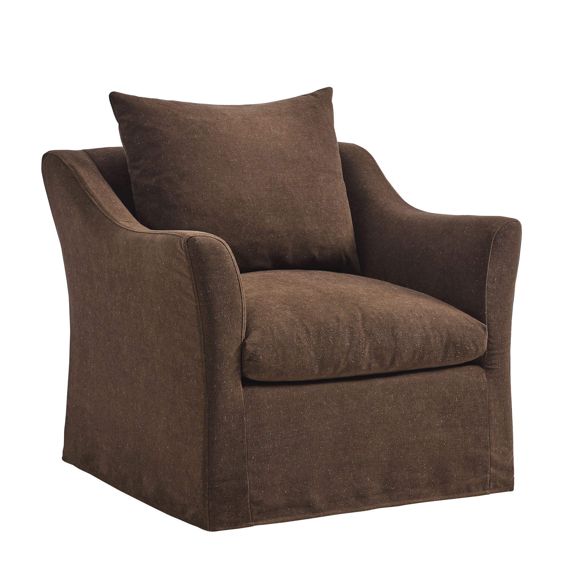 Somerset Linen Blend Slipcovered Armchair - Cocoa
