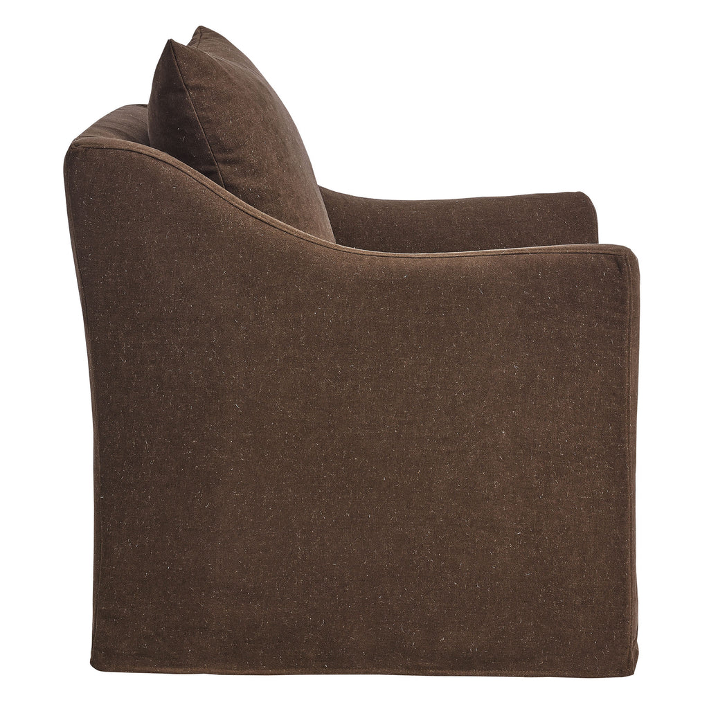Somerset Linen Blend Slipcovered Armchair - Cocoa