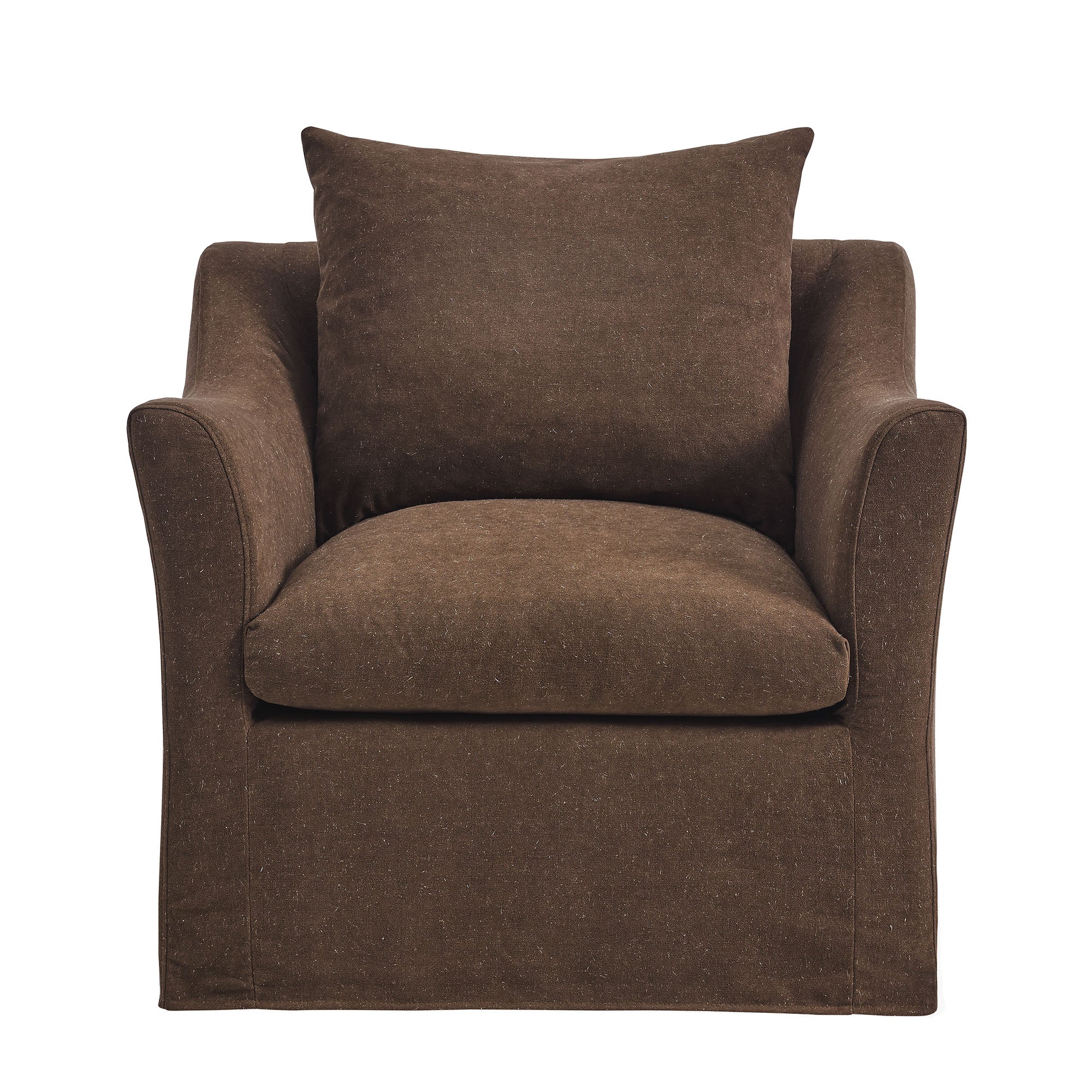 Somerset Linen Blend Slipcovered Armchair - Cocoa