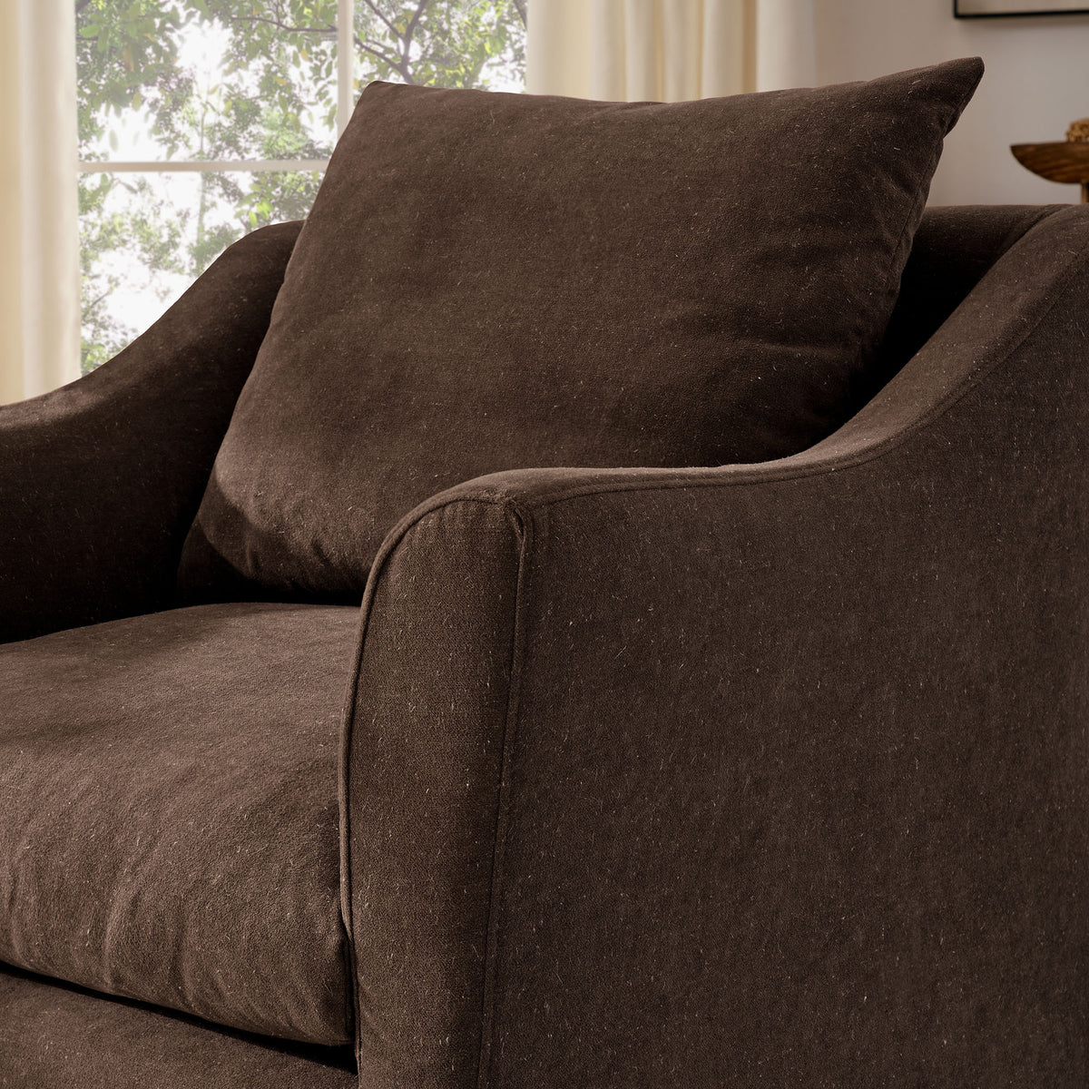 Somerset Linen Blend Slipcovered Armchair - Cocoa