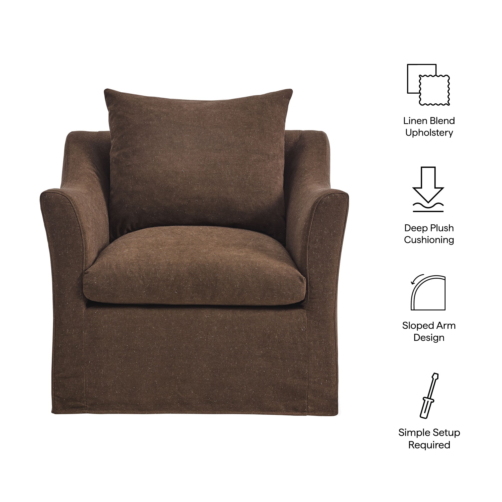 Somerset Linen Blend Slipcovered Armchair - Cocoa