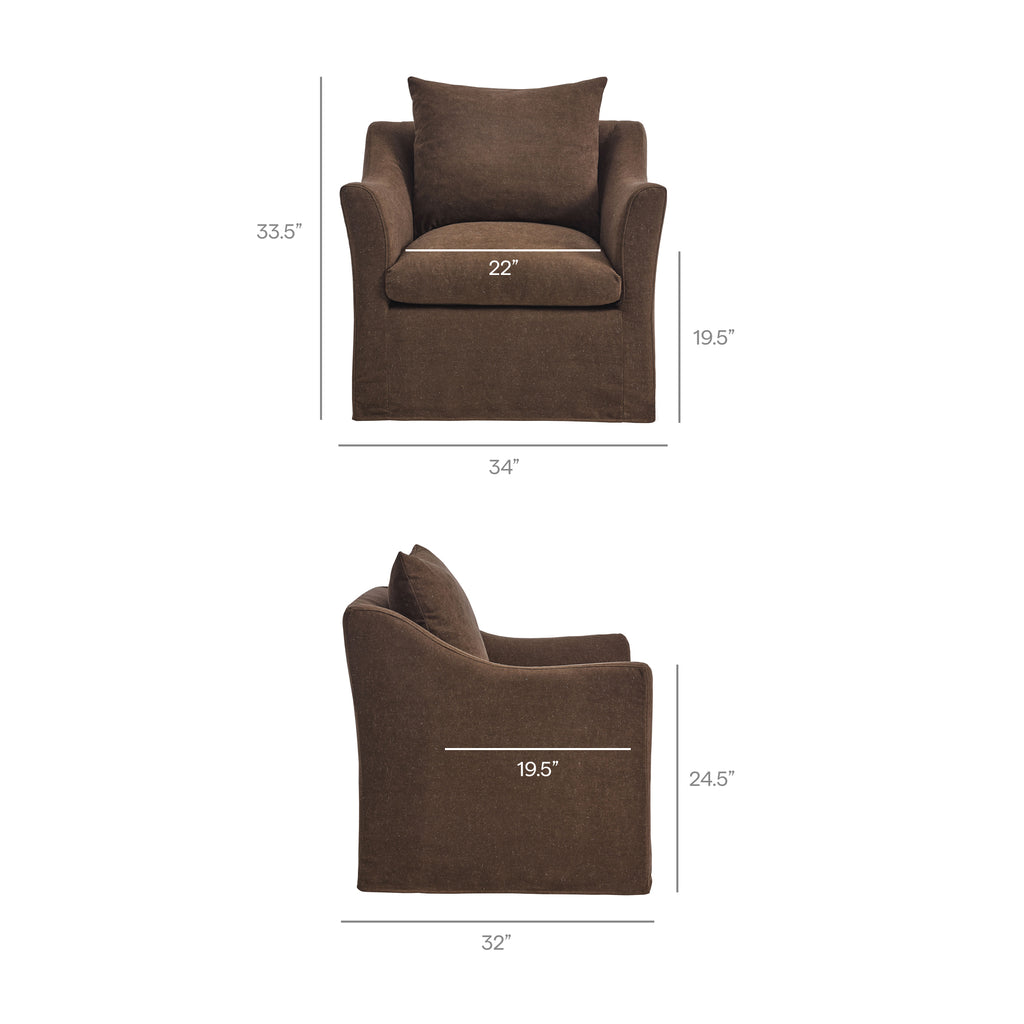 Somerset Linen Blend Slipcovered Armchair - Cocoa