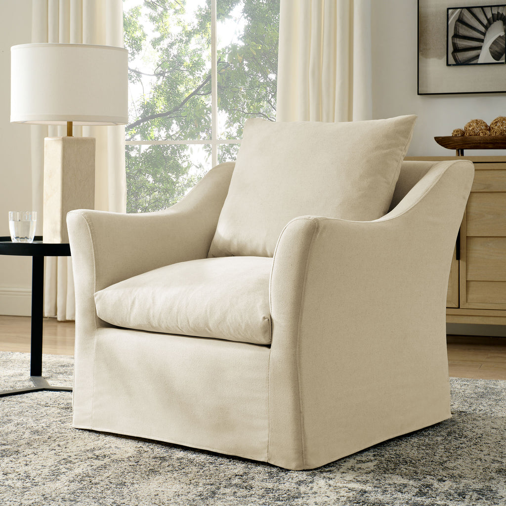 Somerset Linen Blend Slipcovered Armchair