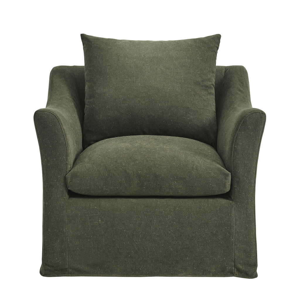 Somerset Linen Blend Slipcovered Armchair - Sage