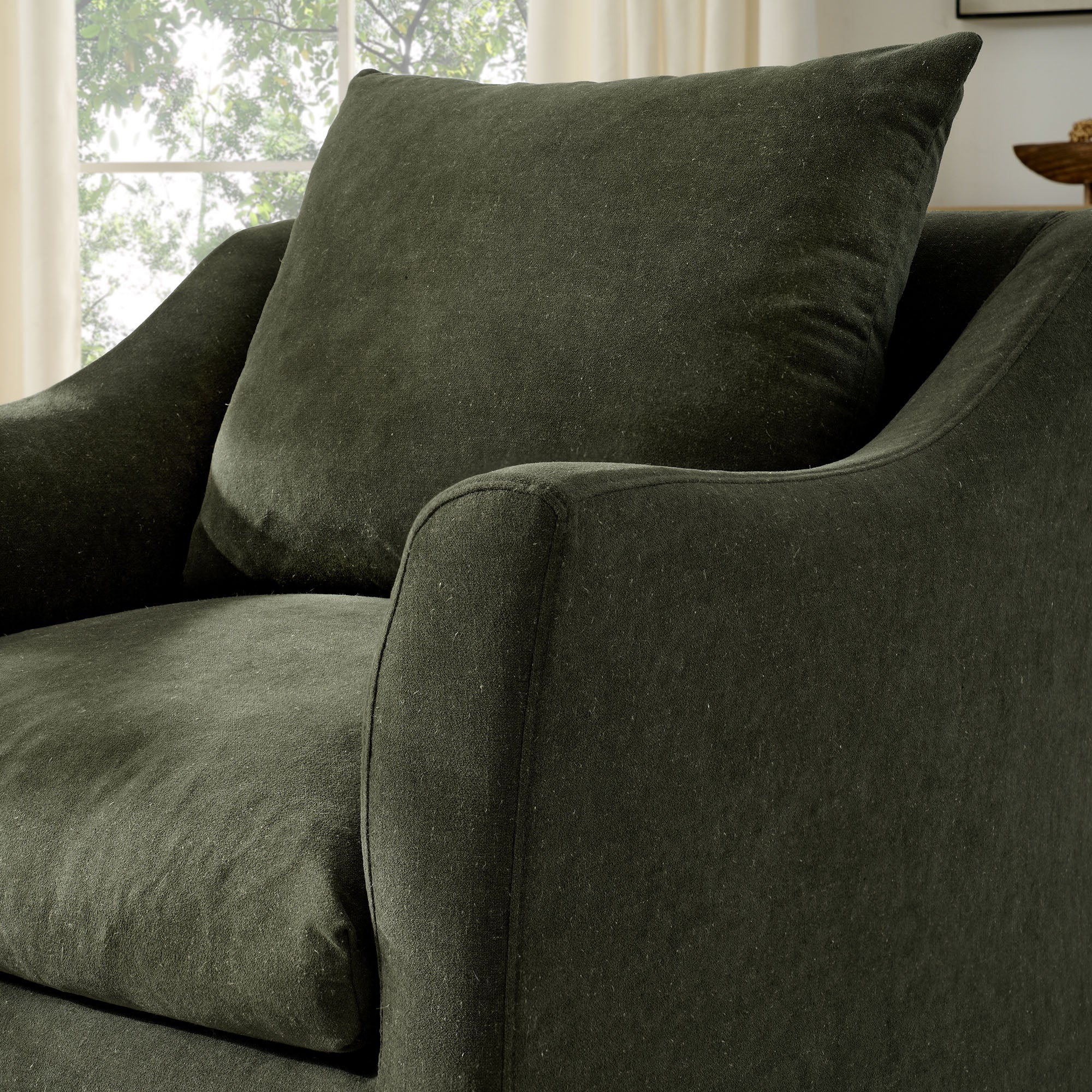 Somerset Linen Blend Slipcovered Armchair - Sage