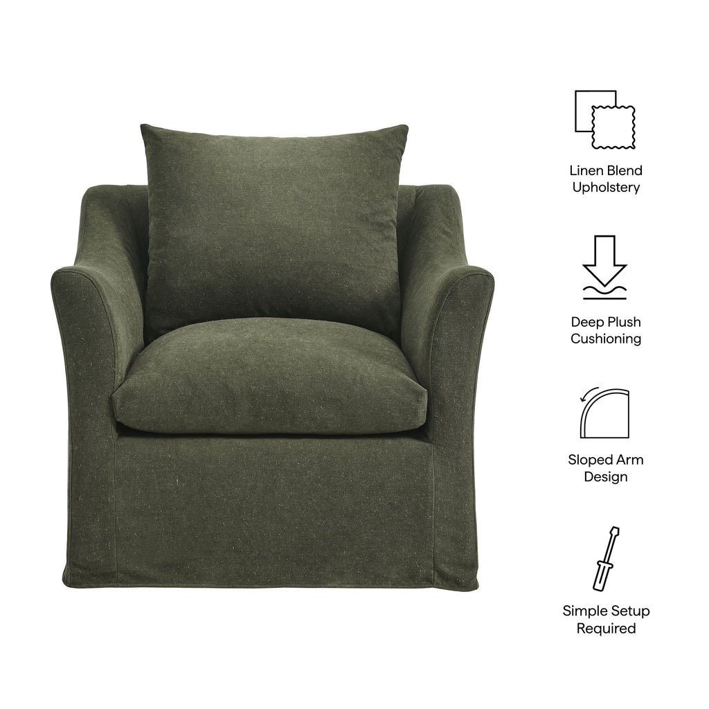 Somerset Linen Blend Slipcovered Armchair - Sage