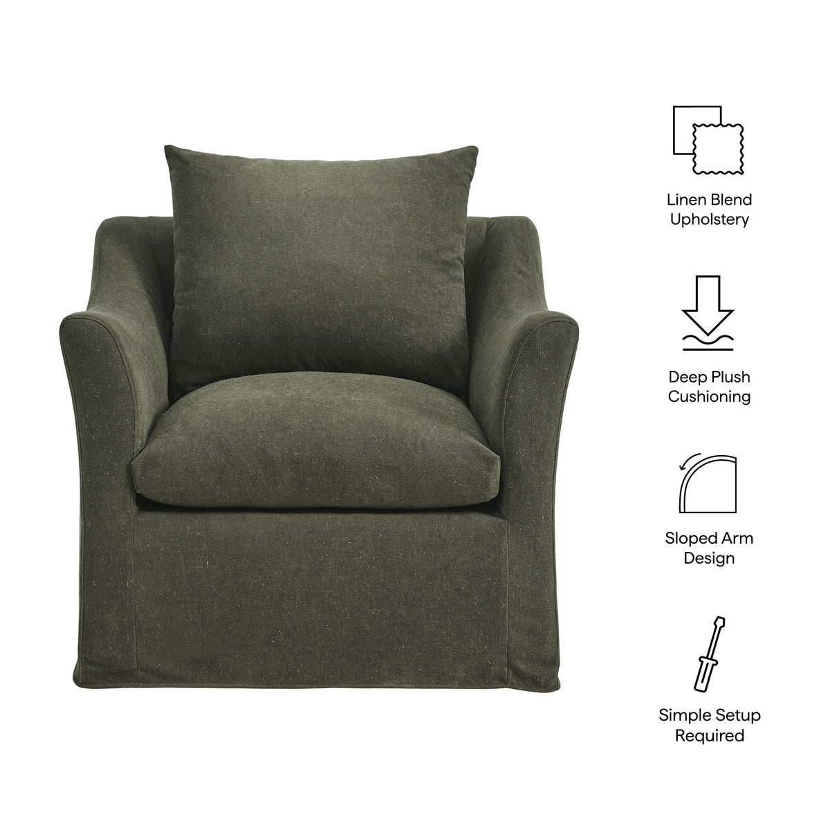 Somerset Linen Blend Slipcovered Armchair - Sage