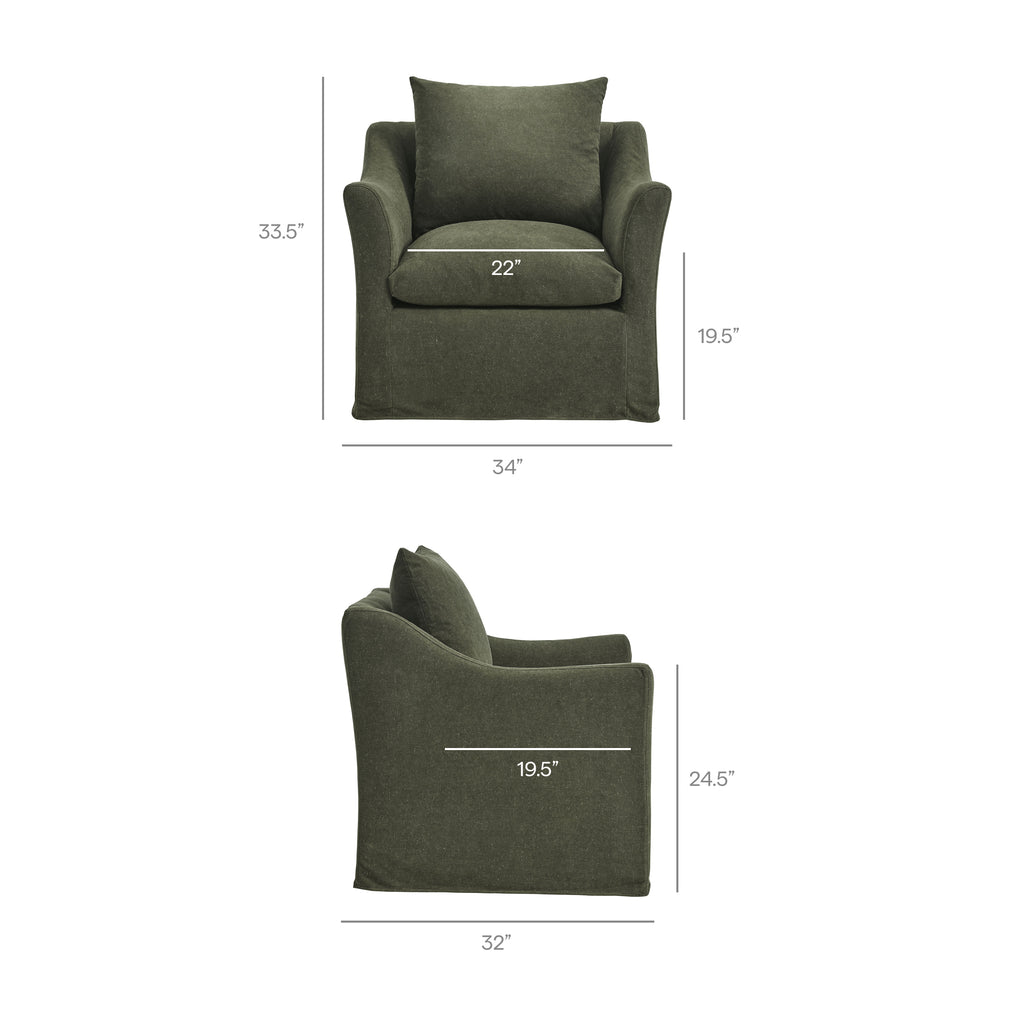 Somerset Linen Blend Slipcovered Armchair - Sage