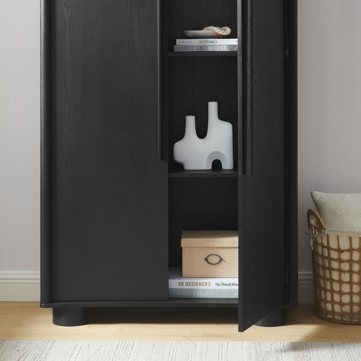 Bellamy Tall Arched Storage Cabinet - Black