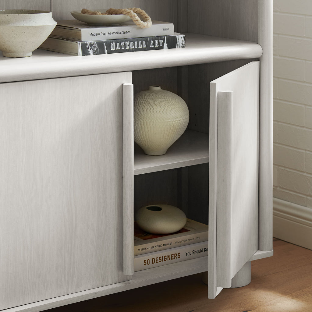 Bellamy Tall Arched Display Cabinet Bookcase - Ash