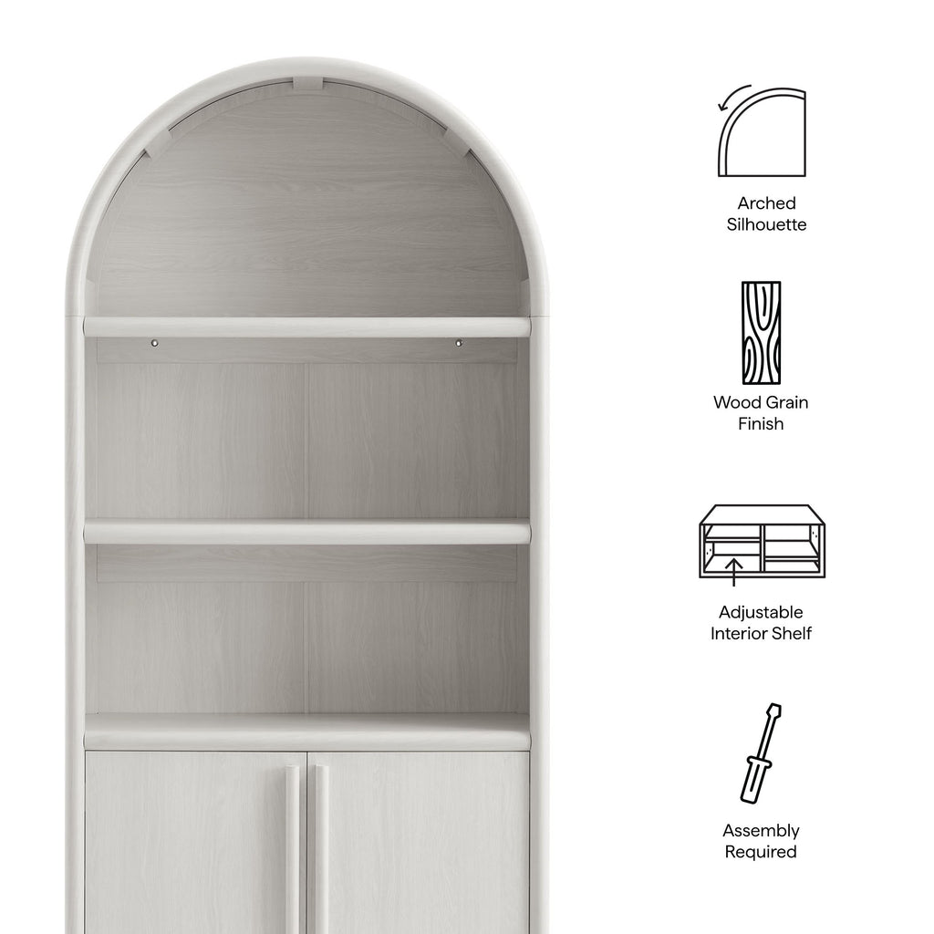 Bellamy Tall Arched Display Cabinet Bookcase - Ash