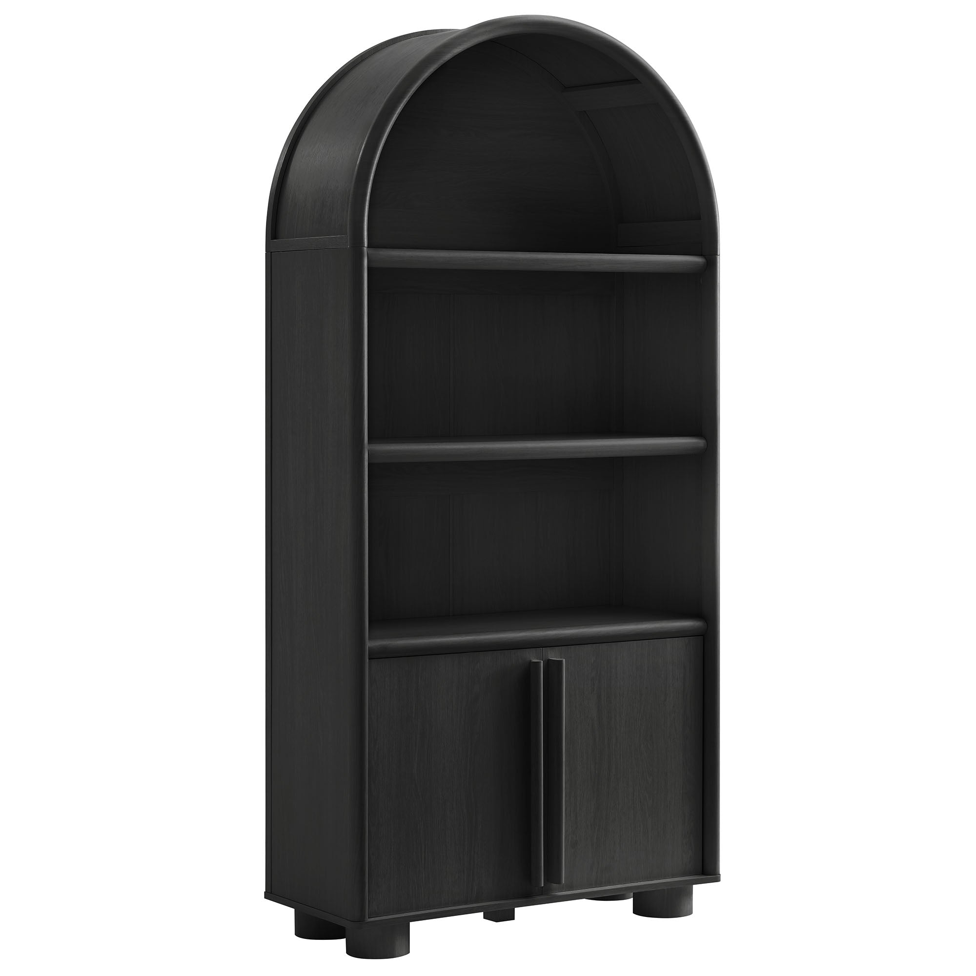 Bellamy Tall Arched Display Cabinet Bookcase - Black Oak