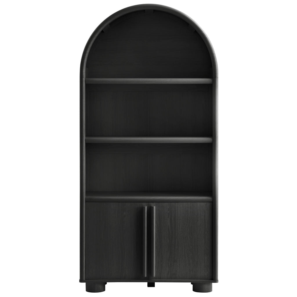 Bellamy Tall Arched Display Cabinet Bookcase - Black Oak