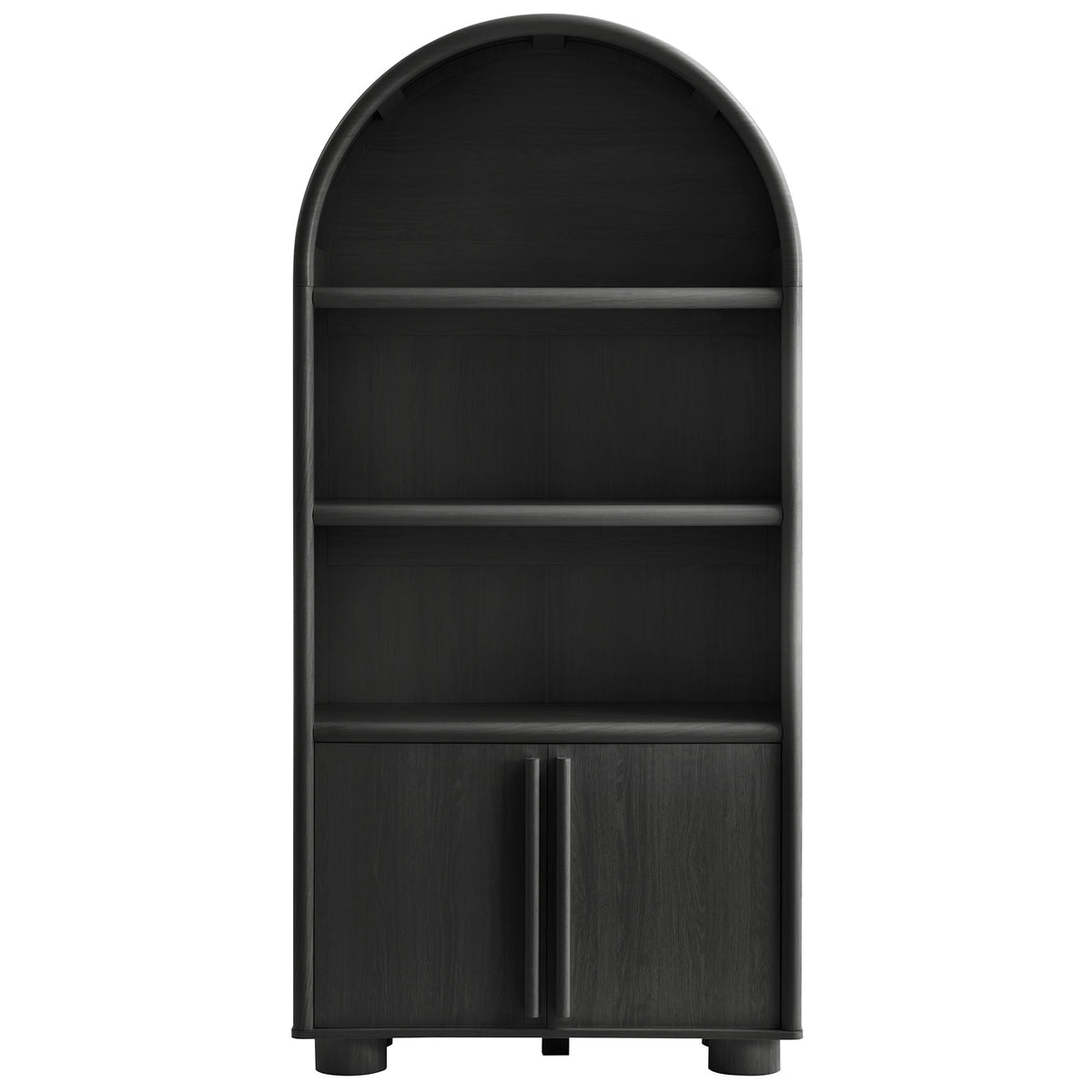 Bellamy Tall Arched Display Cabinet Bookcase - Black Oak