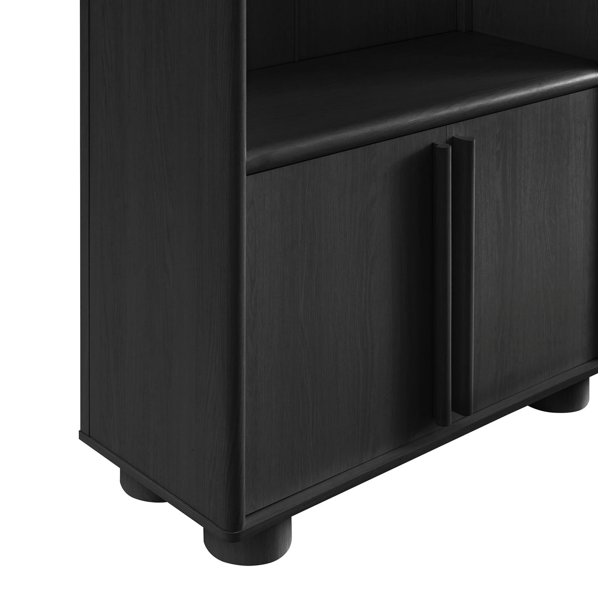 Bellamy Tall Arched Display Cabinet Bookcase - Black Oak