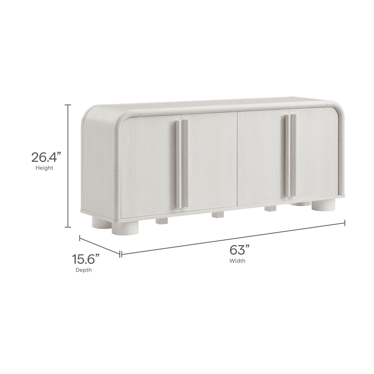 Bellamy Curved 4-Door Sideboard Cabinet - Ash