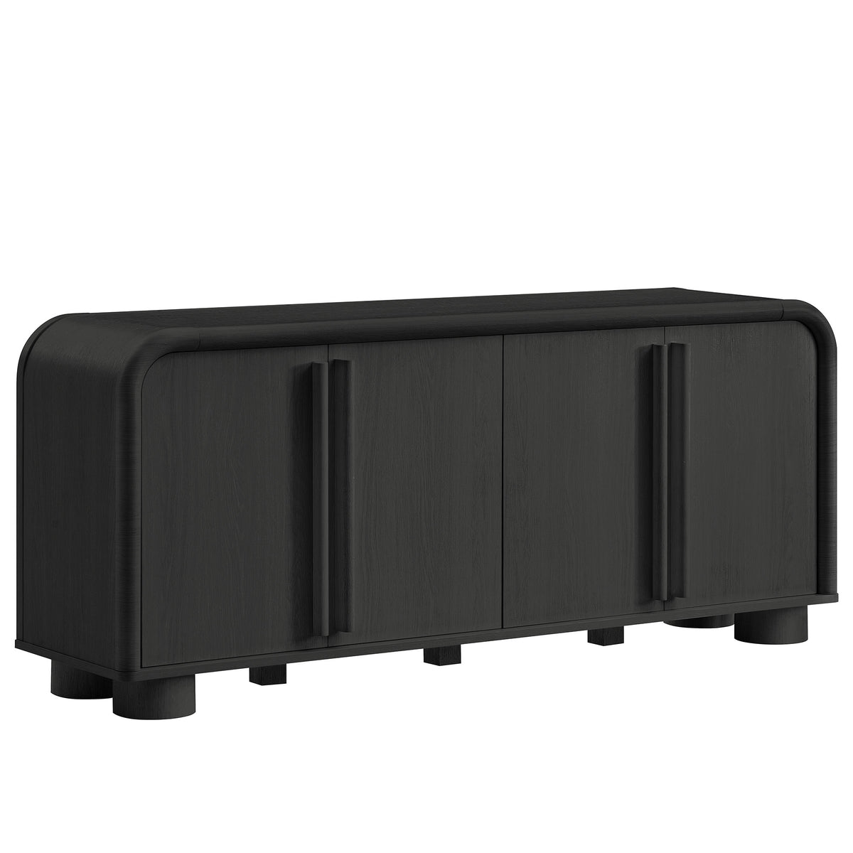 Bellamy Curved 4-Door Sideboard Cabinet - Black Oak