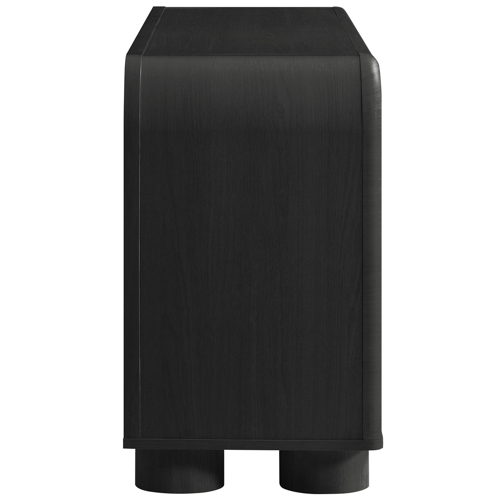 Bellamy Curved 4-Door Sideboard Cabinet - Black Oak