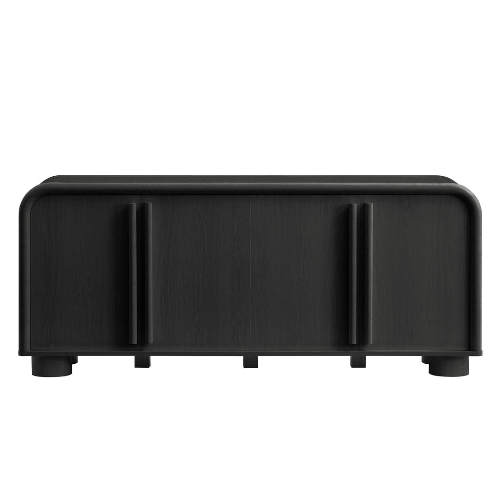 Bellamy Curved 4-Door Sideboard Cabinet - Black Oak