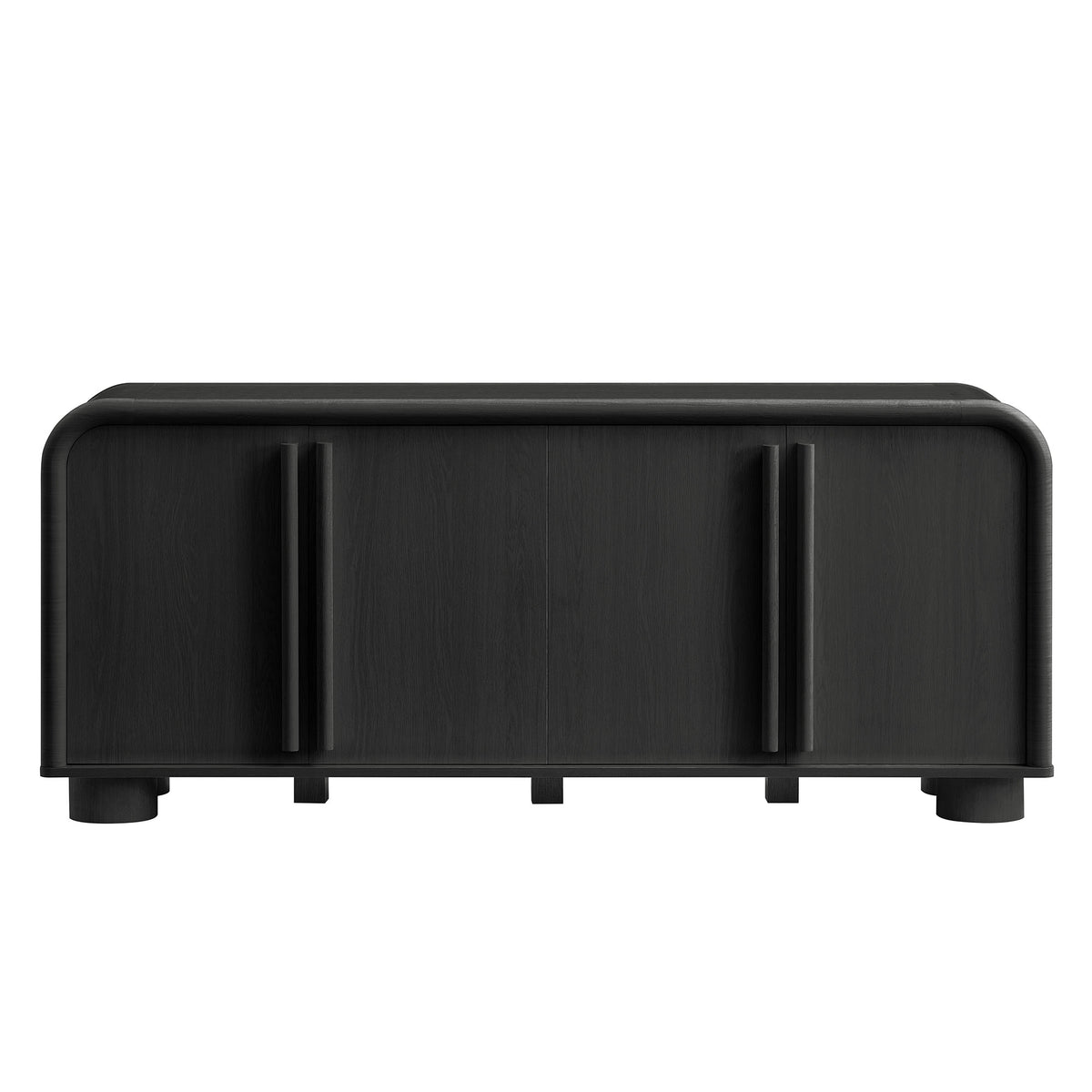 Bellamy Curved 4-Door Sideboard Cabinet - Black Oak
