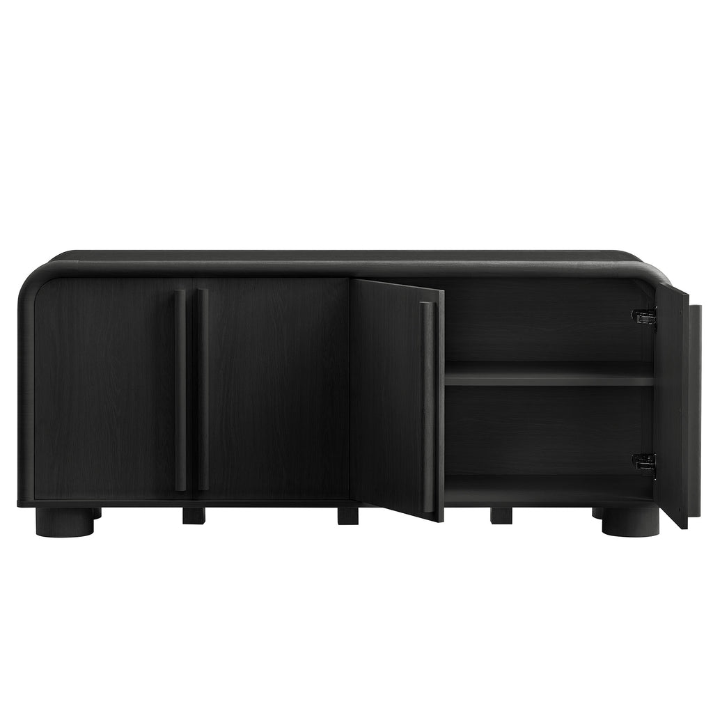 Bellamy Curved 4-Door Sideboard Cabinet - Black Oak