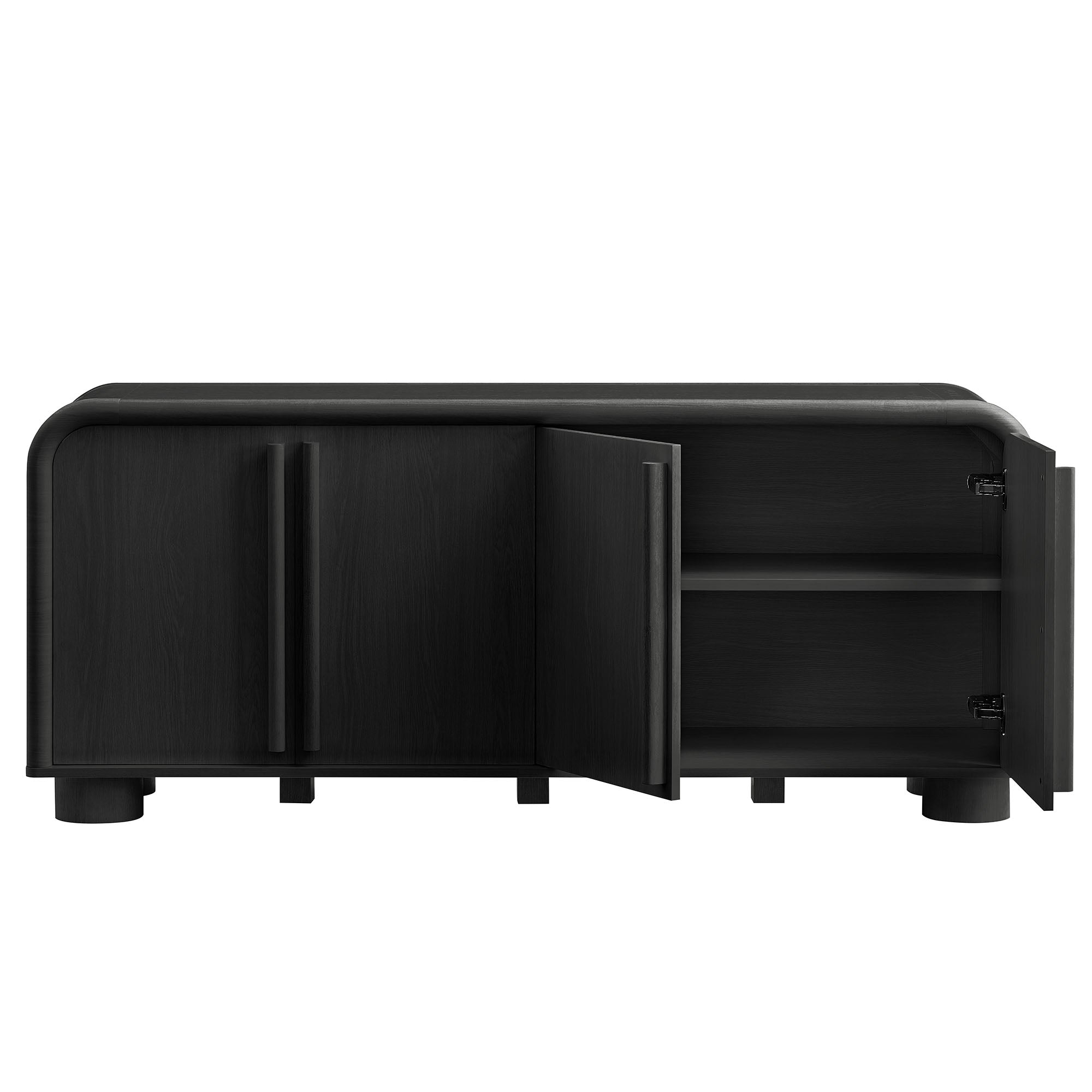 Bellamy Curved 4-Door Sideboard Cabinet - Black Oak
